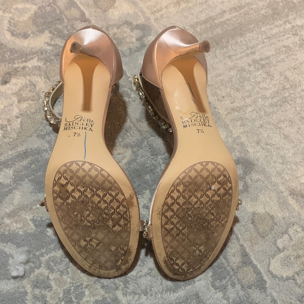 Badgley Mischka Crystal Embellished satin Heels - Picture 8 of 10